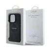 Husă spate Guess din piele PU 4G cu inel colorat MagSafe pentru iPhone 16 Pro Max, neagră