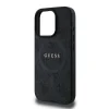 Husă spate Guess din piele PU 4G cu inel colorat MagSafe pentru iPhone 16 Pro Max, neagră