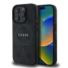 Husă spate Guess din piele PU 4G cu inel colorat MagSafe pentru iPhone 16 Pro, neagră