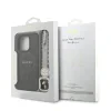 Husă spate Guess din piele PU 4G cu inel colorat MagSafe pentru iPhone 16 Pro, neagră