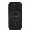 Husă spate Guess din piele PU 4G cu inel colorat MagSafe pentru iPhone 16 Pro, neagră
