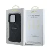 Husă spate Guess din piele PU 4G cu inel colorat MagSafe pentru iPhone 16 Pro, neagră