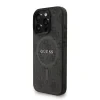 Husă spate Guess din piele PU 4G cu inel colorat MagSafe pentru iPhone 16 Pro, neagră