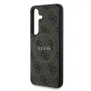 Husa spate Guess din piele PU 4G cu inel colorat MagSafe pentru Samsung Galaxy S25, maro