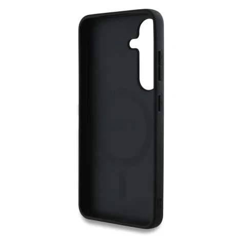 Husa spate Guess din piele PU 4G cu inel colorat MagSafe pentru Samsung Galaxy S25, maro