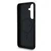 Husa spate Guess din piele PU 4G cu inel colorat MagSafe pentru Samsung Galaxy S25, neagră