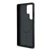 Husa spate Guess din piele PU 4G cu inel colorat MagSafe pentru Samsung Galaxy S25 Ultra, neagră