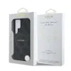 Husa spate Guess din piele PU 4G cu inel colorat MagSafe pentru Samsung Galaxy S25 Ultra, neagră