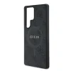 Husa spate Guess din piele PU 4G cu inel colorat MagSafe pentru Samsung Galaxy S25 Ultra, neagră