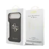 Husa spate Guess din piele PU 4G cu logo metalic, cadru auriu, pentru iPhone Air, neagră