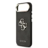 Husa spate Guess din piele PU 4G cu logo metalic, cadru auriu, pentru iPhone Air, neagră