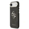 Husa spate Guess din piele PU 4G cu logo metalic, cadru auriu, pentru iPhone Air, neagră