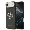Husa spate Guess din piele PU 4G cu logo metalic, cadru auriu, pentru iPhone Air, neagră