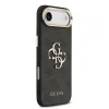 Husa spate Guess din piele PU 4G cu logo metalic, cadru auriu, pentru iPhone Air, neagră