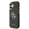 Husa spate Guess din piele PU 4G cu logo metalic și ramă aurie pentru iPhone 17, neagră