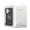 Husa spate Guess din piele PU 4G cu logo metalic și ramă aurie pentru iPhone 17, neagră