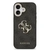 Husa spate Guess din piele PU 4G cu logo metalic și ramă aurie pentru iPhone 17, neagră
