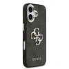 Husa spate Guess din piele PU 4G cu logo metalic și ramă aurie pentru iPhone 17, neagră