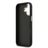 Husa spate Guess din piele PU 4G cu logo metalic și ramă aurie pentru iPhone 17, neagră