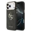 Husa spate Guess din piele PU 4G cu logo metalic și ramă aurie pentru iPhone 17 Pro Max, neagră