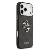 Husa spate Guess din piele PU 4G cu logo metalic și ramă aurie pentru iPhone 17 Pro Max, neagră