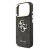 Husa spate Guess din piele PU 4G cu logo metalic și ramă aurie pentru iPhone 17 Pro, neagră