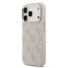 Husa spate Guess din piele PU 4G cu ramă aurie MagSafe pentru iPhone 17 Pro, roz