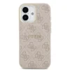 Husa spate Guess din piele PU 4G cu ramă aurie MagSafe pentru iPhone 17, roz