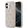 Husa spate Guess din piele PU 4G cu ramă aurie MagSafe pentru iPhone 17, roz