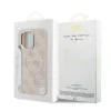 Husa spate Guess din piele PU 4G cu ramă aurie MagSafe pentru iPhone 17, roz