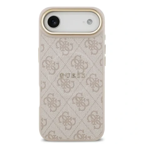 Husa spate Guess din piele PU 4G cu ramă aurie MagSafe pentru iPhone Air, roz