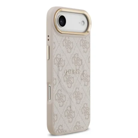 Husa spate Guess din piele PU 4G cu ramă aurie MagSafe pentru iPhone Air, roz