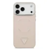 Husă spate Guess din piele PU cu logo triunghiular MagSafe pentru iPhone 17 Pro Max, roz