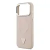 Husă spate Guess din piele PU cu logo triunghiular MagSafe pentru iPhone 17 Pro Max, roz