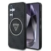 Husa spate Guess IML 4G cu sclipici și logo triunghiular MagSafe pentru Samsung Galaxy S25, neagră
