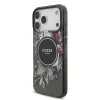 Husă spate Guess IML Flowers Strap MagSafe pentru iPhone 17 Pro Max, neagră