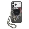 Husă spate Guess IML Flowers Strap MagSafe pentru iPhone 17 Pro Max, neagră