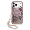 Husă spate Guess IML Flowers Strap MagSafe pentru iPhone 17 Pro Max, roz