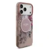 Husă spate Guess IML Flowers Strap MagSafe pentru iPhone 17 Pro Max, roz