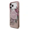 Husă spate Guess IML Flowers Strap MagSafe pentru iPhone 17 Pro Max, roz