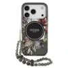Husă spate Guess IML Flowers Strap MagSafe pentru iPhone 17 Pro, neagră