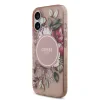 Husa spate Guess IML Flowers Strap MagSafe pentru iPhone 17, roz