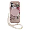 Husa spate Guess IML Flowers Strap MagSafe pentru iPhone 17, roz