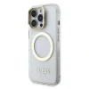 Husă spate Guess IML Gold Outline cu suport pentru cameră, MagSafe, transparentă, pentru iPhone 16 Pro Max