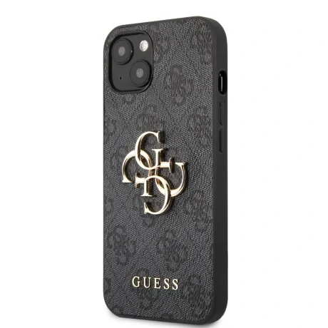 Husă spate Guess PU 4G cu logo metalic pentru iPhone 13, gri