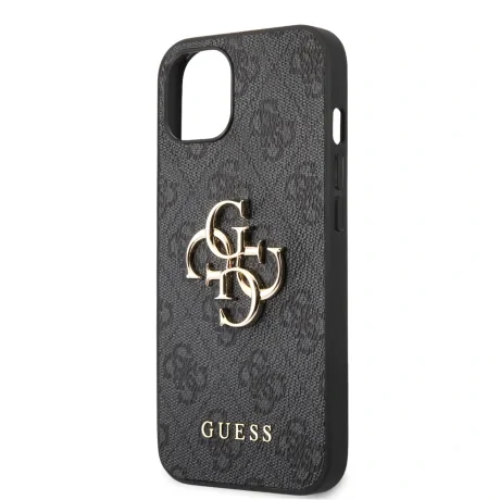 Husă spate Guess PU 4G cu logo metalic pentru iPhone 13, gri