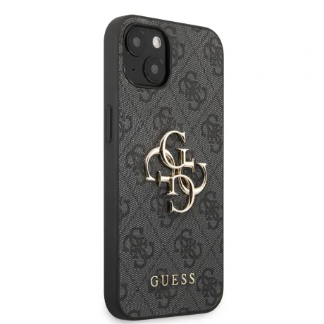 Husă spate Guess PU 4G cu logo metalic pentru iPhone 13, gri