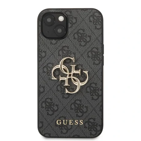 Husă spate Guess PU 4G cu logo metalic pentru iPhone 13, gri