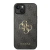 Husă spate Guess PU 4G cu logo metalic pentru iPhone 15, gri