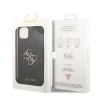 Husă spate Guess PU 4G cu logo metalic pentru iPhone 15, gri